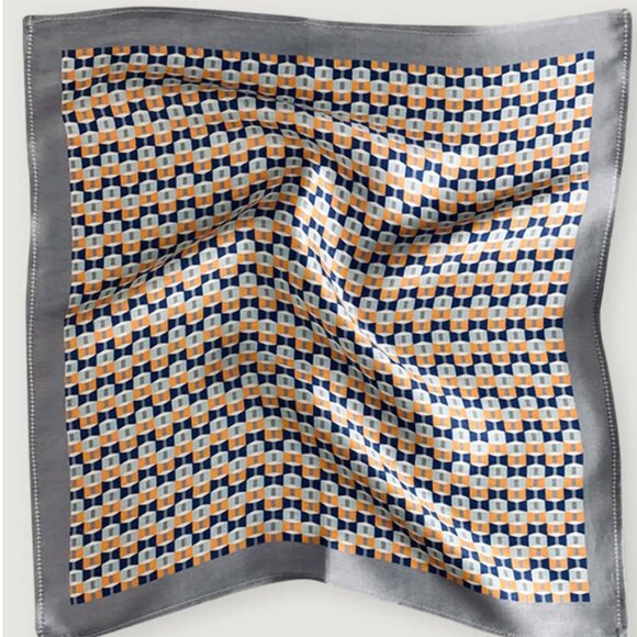 The Yarn Story Other - The Yarn Story Geometric Orange Grey Men's Pocket Square